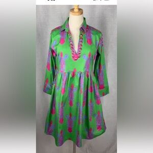 Tuckernuck Sheridan French 3/4 Sleeve Empire Waist Zebra Print Dress Size Large